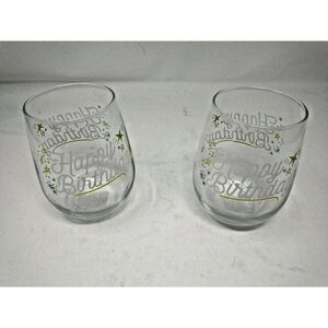 Happy Birthday Stemless Wine Glass Lot of 2 - 17oz